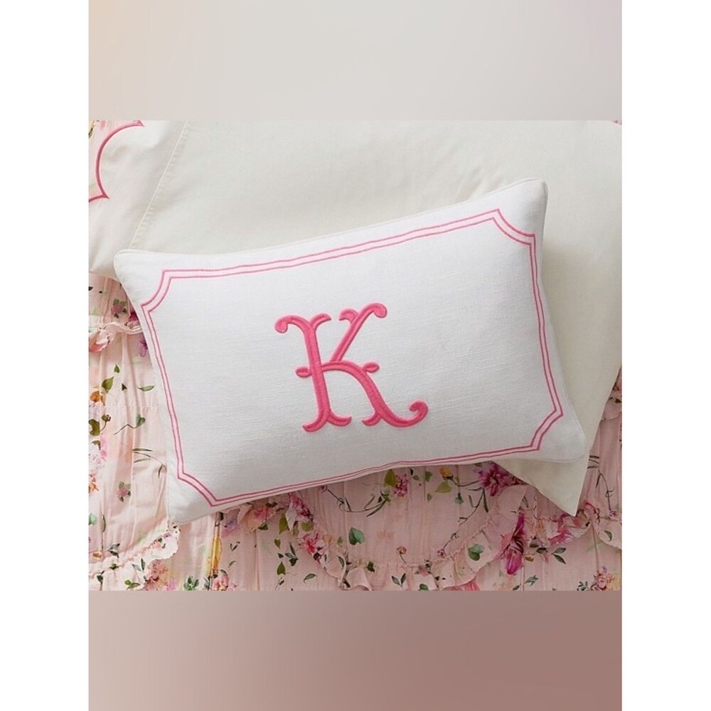 Pottery Barn kids Monique Lhuillier Personalized “K” Pillow Cover Embroidered